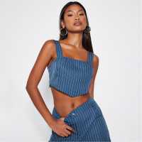 I Saw It First Pinstripe Square Neck Tailored Bralet Navy Дамско бельо