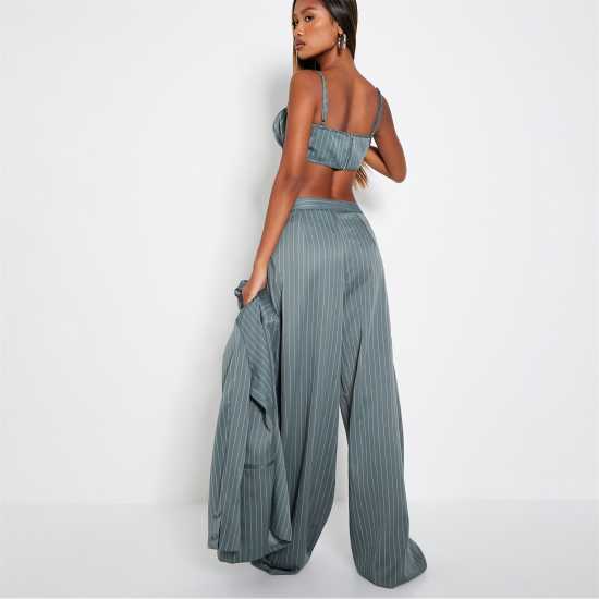 I Saw It First Pinstripe Ruched Cami Bralet Teal - Дамско бельо