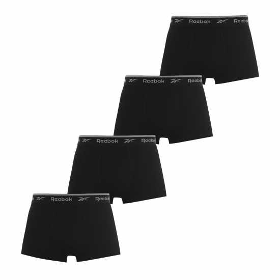 Мъжко бельо Reebok 4 Pack Everyday Mens Trunks Черно Reebok 4 Pack Everyday Mens Trunks Черно Мъжко бельо