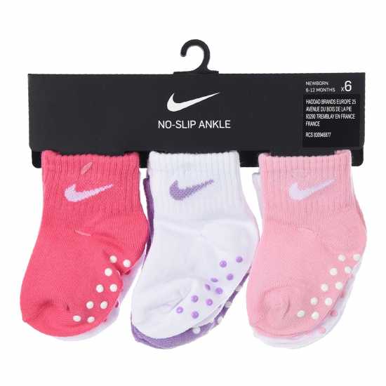 Nike 6Pk Ankle Grip Bb00 Pink Детски чорапи