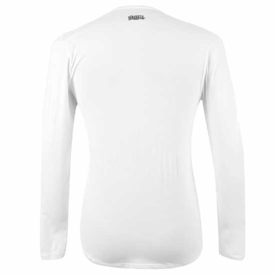 Lonsdale Мъжка Блуза Long Sleeve T Shirt Mens White Мъжки долни дрехи