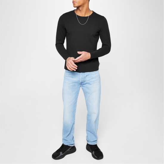 Lonsdale Мъжка Блуза Long Sleeve T Shirt Mens Черно 