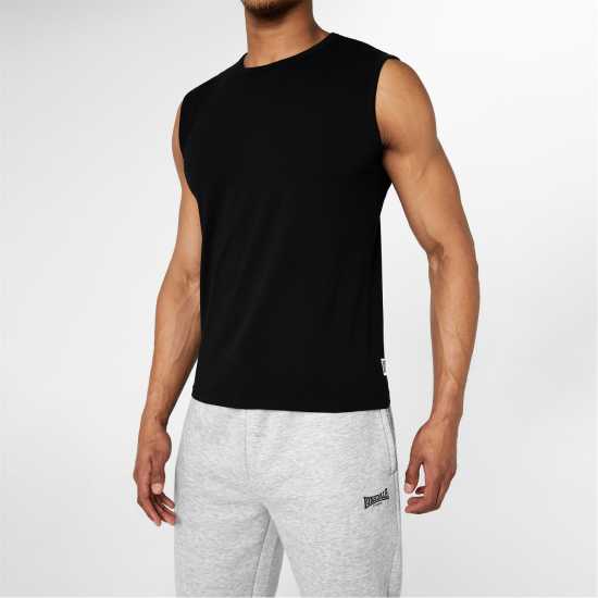 Lonsdale Мъжка Риза Sleeveless T-Shirt Mens Черно Мъжки тениски с яка