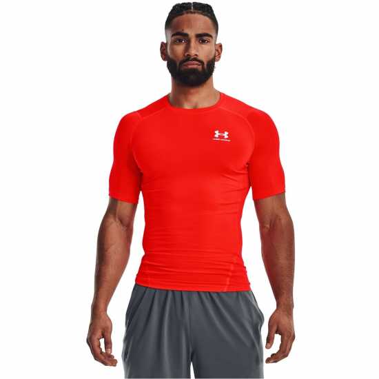 Under Armour Heatgear® Short Sleeve Mens Bolt Red/White Мъжко облекло за едри хора
