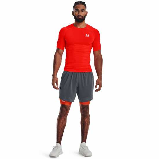 Under Armour Heatgear® Short Sleeve Mens Bolt Red/White Мъжко облекло за едри хора