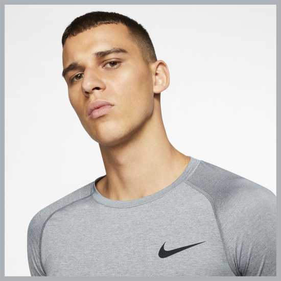 Nike Мъжка Блуза Pro Core Long Sleeve T Shirt Mens Grey Мъжки долни дрехи