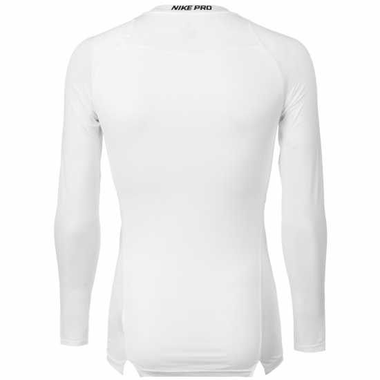 Nike Мъжка Блуза Pro Core Long Sleeve T Shirt Mens White Мъжки долни дрехи