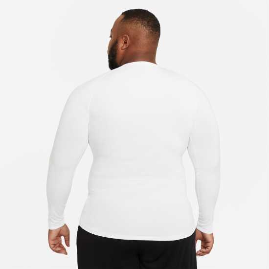 Nike Мъжка Блуза Pro Core Long Sleeve T Shirt Mens Бяло Мъжки долни дрехи