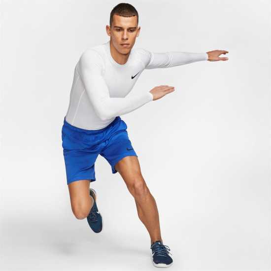 Nike Мъжка Блуза Pro Core Long Sleeve T Shirt Mens Бяло Мъжки долни дрехи