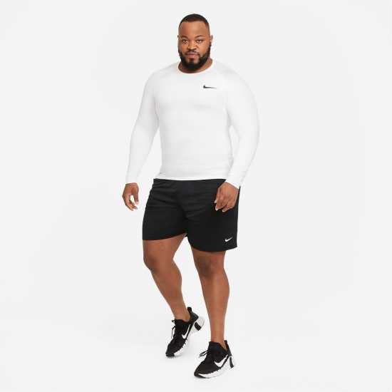 Nike Мъжка Блуза Pro Core Long Sleeve T Shirt Mens Бяло Мъжки долни дрехи