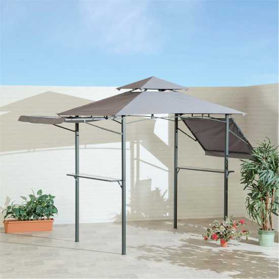 Bbq Gazebo With Eaves And Side Tables