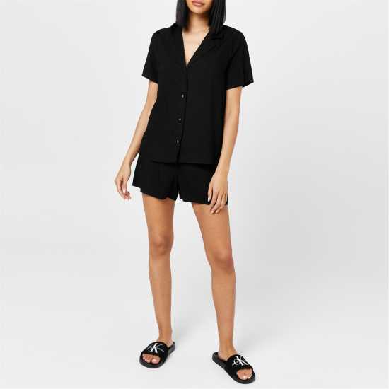 Calvin Klein Short Sleeve Pyjama Set Black Дамски пижами