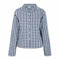 Linea Boxy Relaxed Fit Long Sleeve Pyjama Top Морско синьо/Бяло 