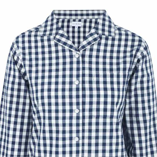 Linea Boxy Relaxed Fit Long Sleeve Pyjama Top Морско синьо/Бяло Linea Boxy Relaxed Fit Long Sleeve Pyjama Top Морско синьо/Бяло