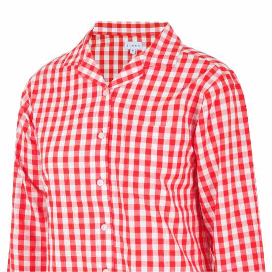 Linea Boxy Relaxed Fit Long Sleeve Pyjama Top Червено/Бяло 