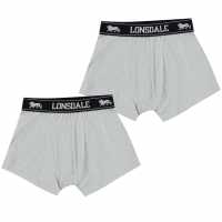 Lonsdale Момчешки Къси Гащи 2 Pack Boxer Shorts Junior Boys Grey Детско бельо
