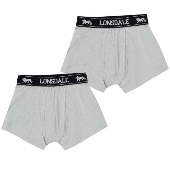 Lonsdale Момчешки Къси Гащи 2 Pack Trunk Shorts Junior Boys Сиво Детско бельо