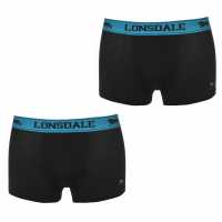 Lonsdale Момчешки Къси Гащи 2 Pack Boxer Shorts Junior Boys Black/Brt Blue Детско бельо
