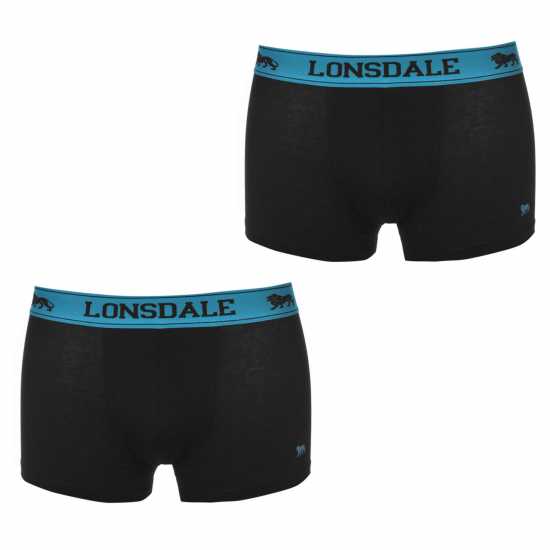 Lonsdale Момчешки Къси Гащи 2 Pack Trunk Shorts Junior Boys Black/Brt Blue Детско бельо