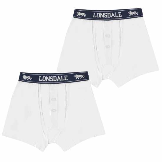 Lonsdale Боксерки Детски 2 Pack Boxer Shorts Junior Бяло/Морско синьо Lonsdale Боксерки Детски 2 Pack Boxer Shorts Junior Бяло/Морско синьо