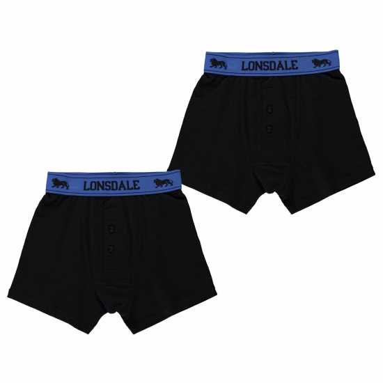 Lonsdale Боксерки Детски 2 Pack Boxer Shorts Junior Син/Черен Lonsdale Боксерки Детски 2 Pack Boxer Shorts Junior Син/Черен