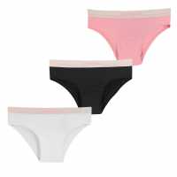 Jack Wills Girls Multipack Bikini Briefs 3 Pack Pink/White/Blk Детско бельо