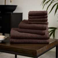Catherine Lansfield Dry Cotton 8 Piece Towel Set Шоколад Хавлиени кърпи