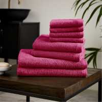 Catherine Lansfield Dry Cotton 8 Piece Towel Set Горещо розово Хавлиени кърпи