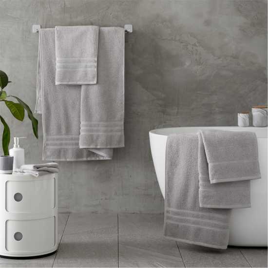 Catherine Lansfield Twist Cotton 6 Piece Towel Bale Set Сребърно сиво Хавлиени кърпи