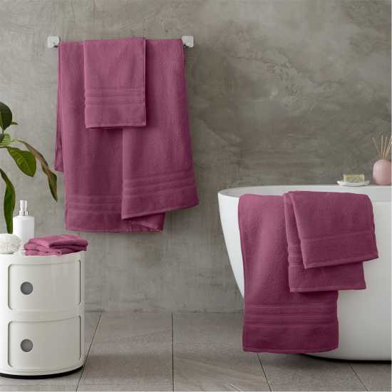 Catherine Lansfield Twist Cotton 6 Piece Towel Bale Set Ягода Хавлиени кърпи