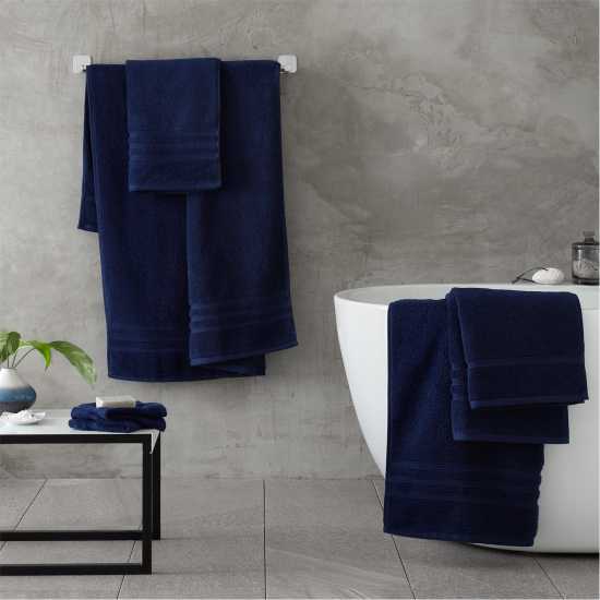 Catherine Lansfield Twist Cotton 6 Piece Towel Bale Set Нави Син Хавлиени кърпи