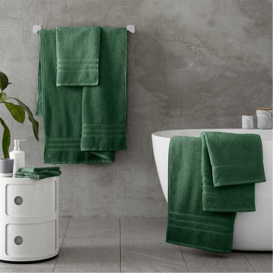 Catherine Lansfield Twist Cotton 6 Piece Towel Bale Set Тъмно зелено Хавлиени кърпи