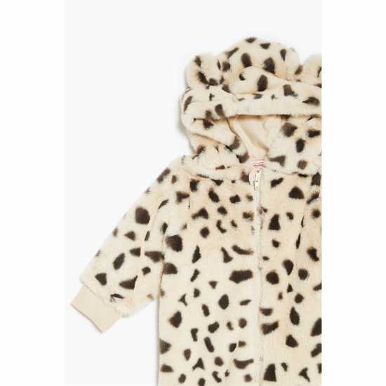 Girl Animal Print Faux Fur All In One Cream/grey  Детски якета и палта