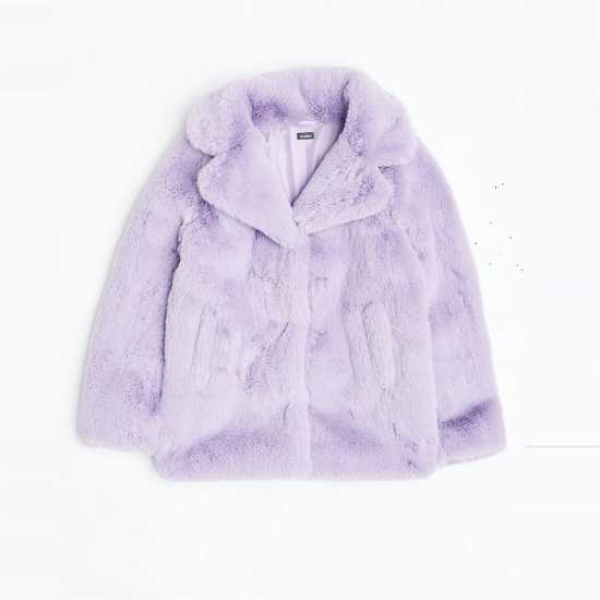 Яке Изкуствена Кожа Mini Me Faux Fur Jacket Purple  Детски якета и палта