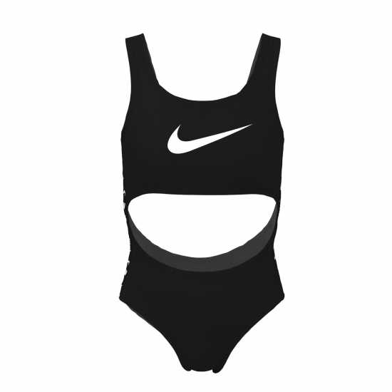 Nike Swimming Icon Taped Logo Cutout Swimsuit Juniors Black Детски бански и бикини