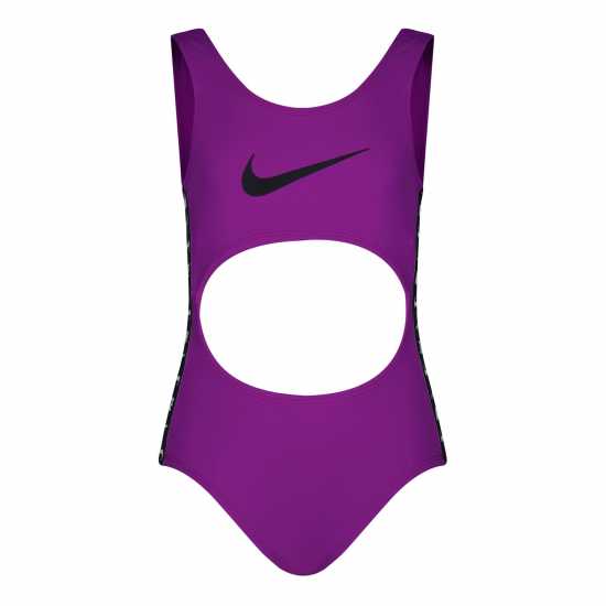 Nike Swimming Icon Taped Logo Cutout Swimsuit Juniors Bold Berry Детски бански и бикини