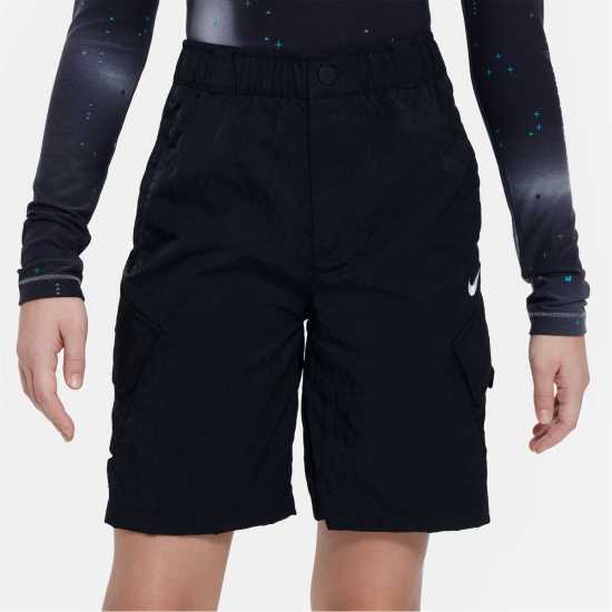 Nike Outdoor Play Big Kids' Woven Cargo Shorts Black - Детски къси панталони