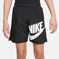 Nike Sportswear Big Kids' Woven Shorts Junior Boys Black/White Детски къси панталони