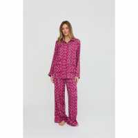 Lily And Lionel Lily And Lionel Evie Long Sleeve Leopard Print Pyjama Set In Pink  