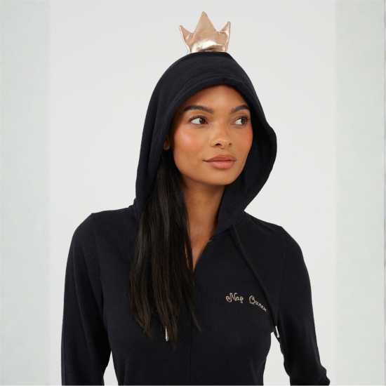 Brave Soul Womens Nap Queen Slim Fit Onesie With 3D Crown  