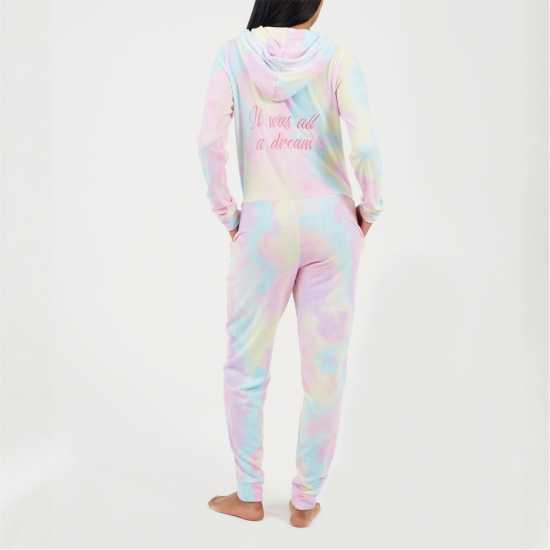 Womens Tie Dye Slim Fit Onesie With Back Embroidery  