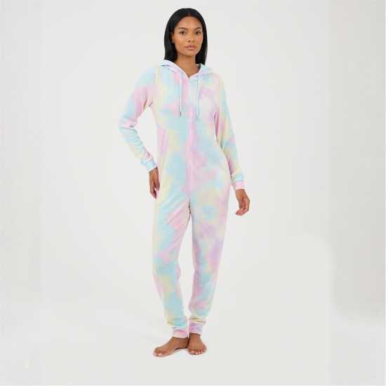 Womens Tie Dye Slim Fit Onesie With Back Embroidery  