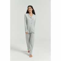 Long Sleeve Modal Pyjamas Grey Дамско облекло плюс размер