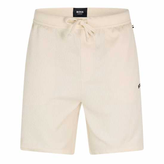 Boss Men's Embroidered Waffle Pyjama Shorts Open White Boss Men's Embroidered Waffle Pyjama Shorts Open White