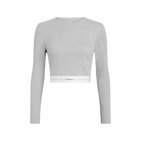 Calvin Klein Горнище С Дълъг Ръкав Women's Cropped Crew Pyjama Long Sleeve Top  