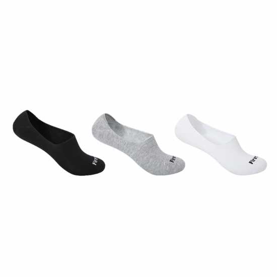 Firetrap 3Pk Invisible Sock Черно/Бяло/Сиво Мъжки чорапи