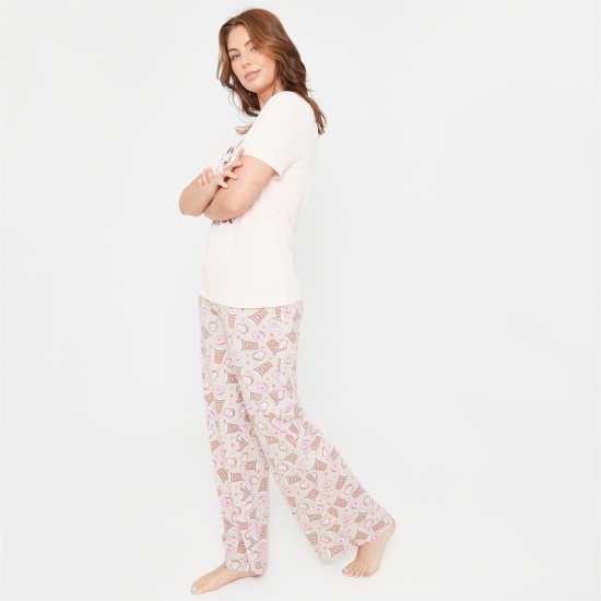 Linea Coffee Wide Leg Cotton Pyjama Set  