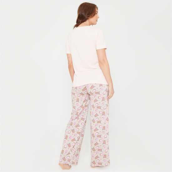 Linea Coffee Wide Leg Cotton Pyjama Set  
