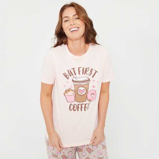 Linea Coffee Wide Leg Cotton Pyjama Set  