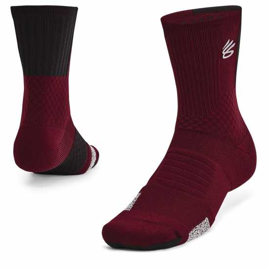 Under Armour Curry Armourdry Playmaker Mid-Crew Socks Adults Червено Мъжки чорапи